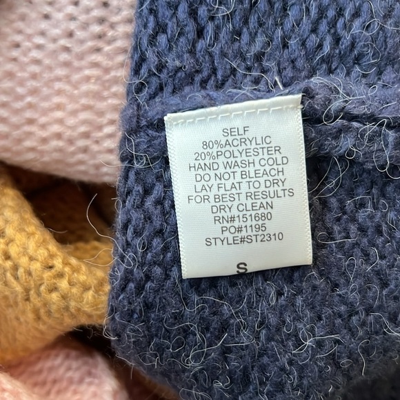 Storia Sweater Blue and Pink Striped Chunky Knit Sweater Size Small Oversized - Picture 10 of 10